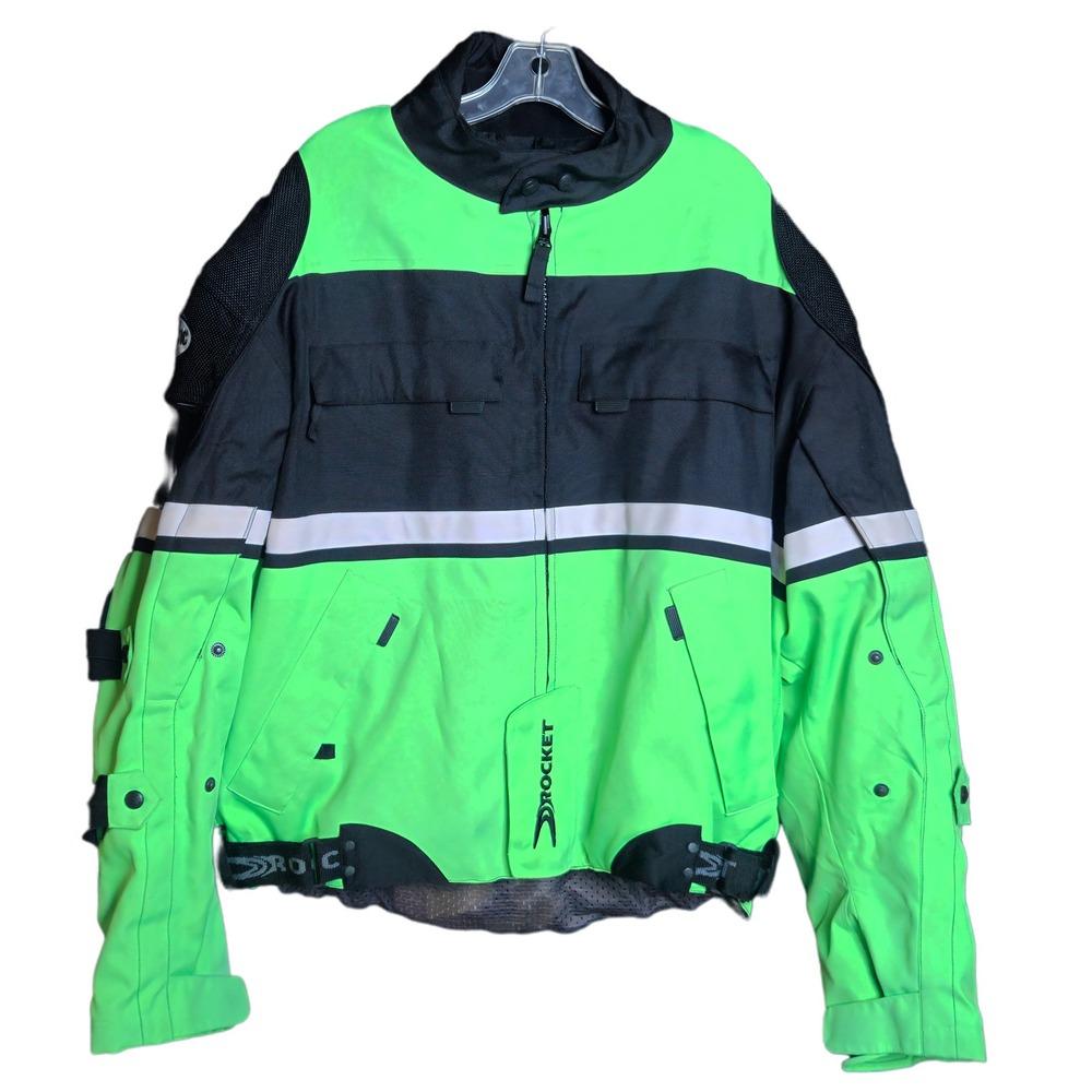 Joe Rocket Ballistic Series Motorcycle Jacket Green Black Mens XL w/Padded Armor